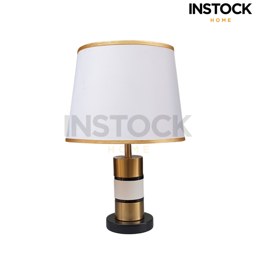 Golden With White Metal Table Lamp