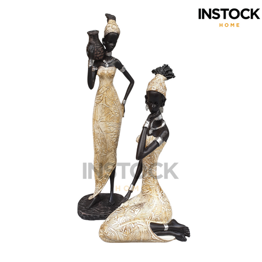 African Lady With Golden Dress  - Available in 2 Design