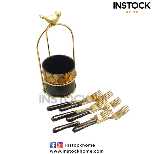 Spoon/Fork Holder With 6 Pcs Spoon Or Fork - Available In 2 Design