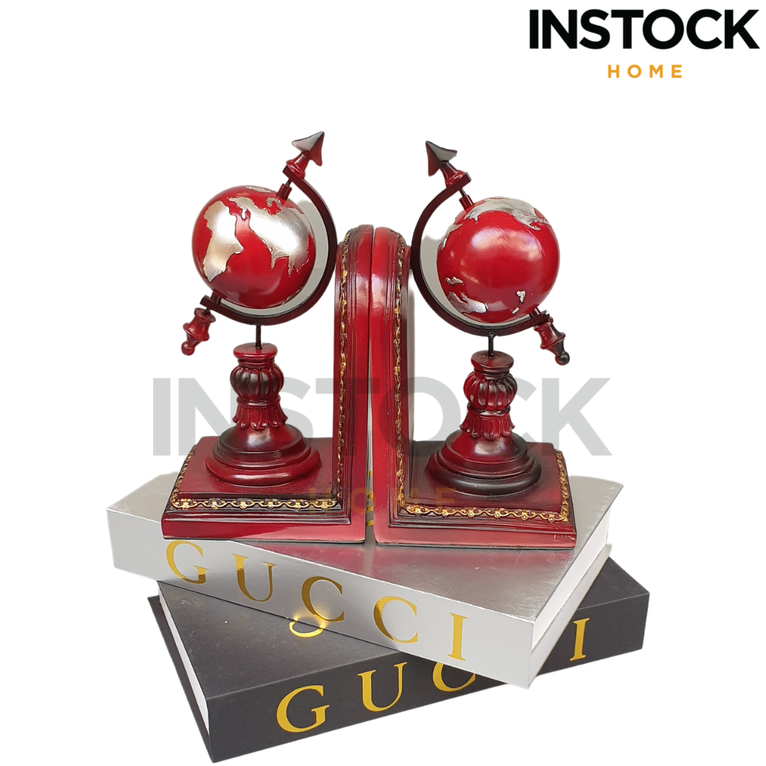Vintage World Globe Bookend - Red