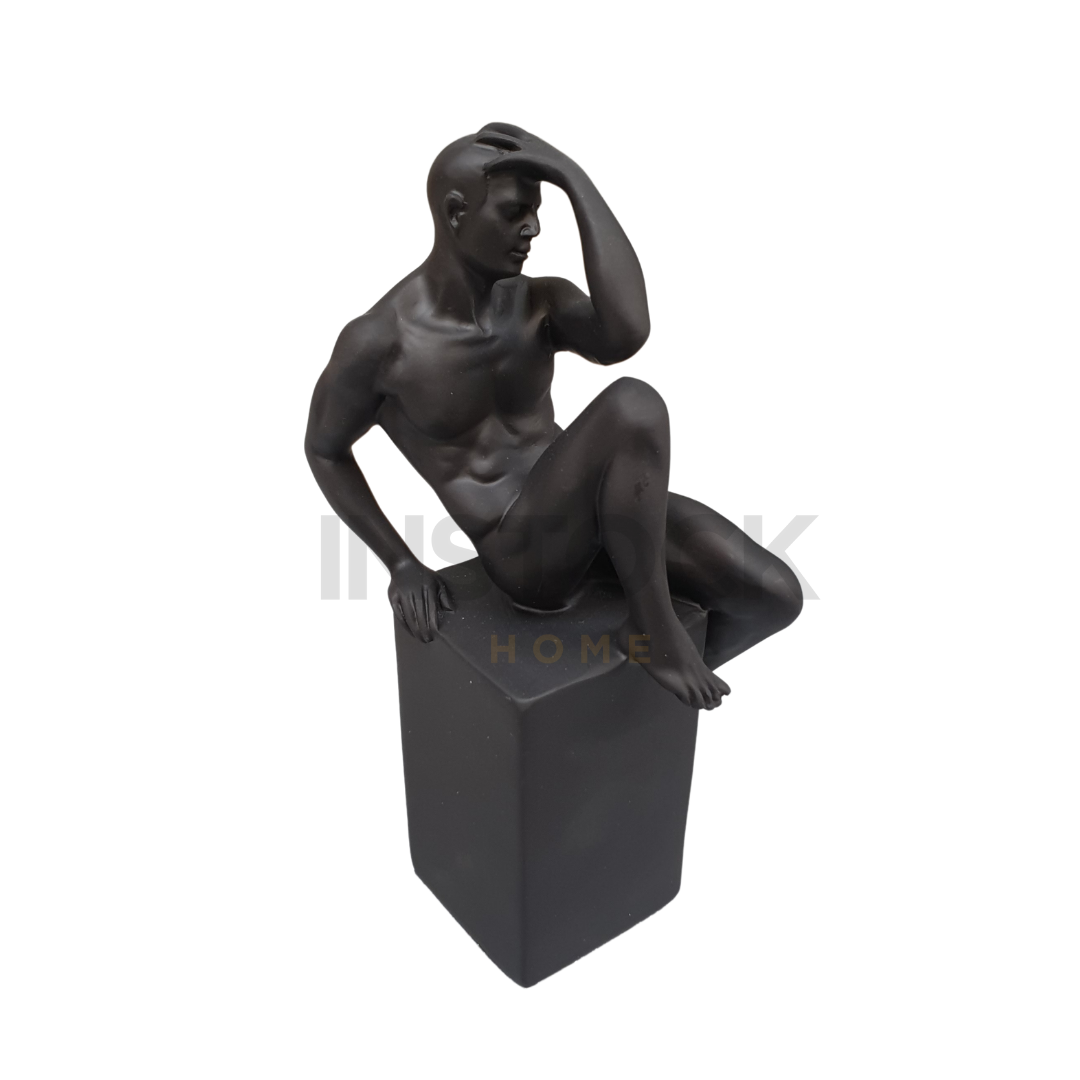 Lonely Thinker Sitting Male Statue - Available In 2 Colors