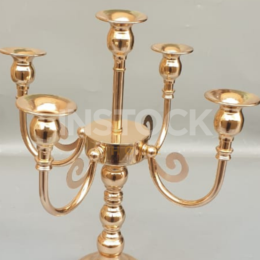 5-Arm Candelabra Candle Holder - Golden