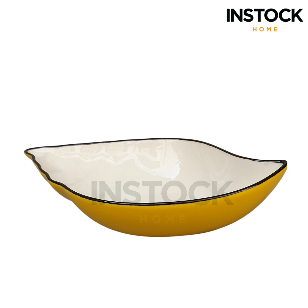 Yellow Leaf Shaped Ceramic Dip Bowl