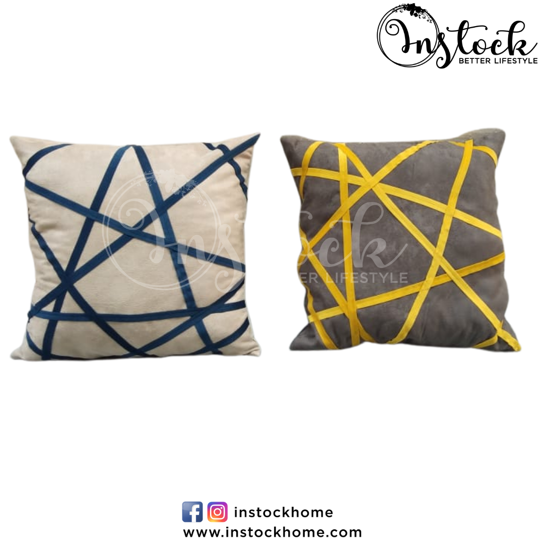 Grey & Yellow Cushion With Filling