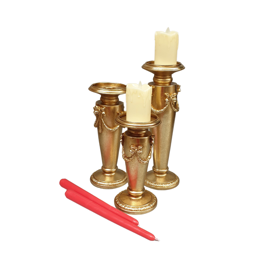 Resin Golden Candle Holder - Available In 3 Sizes
