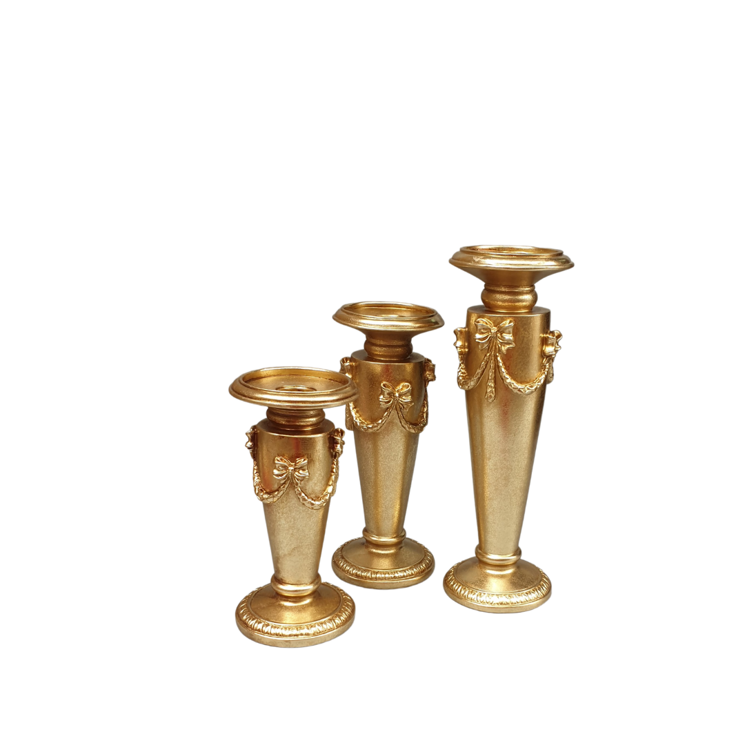 Resin Golden Candle Holder - Available In 3 Sizes