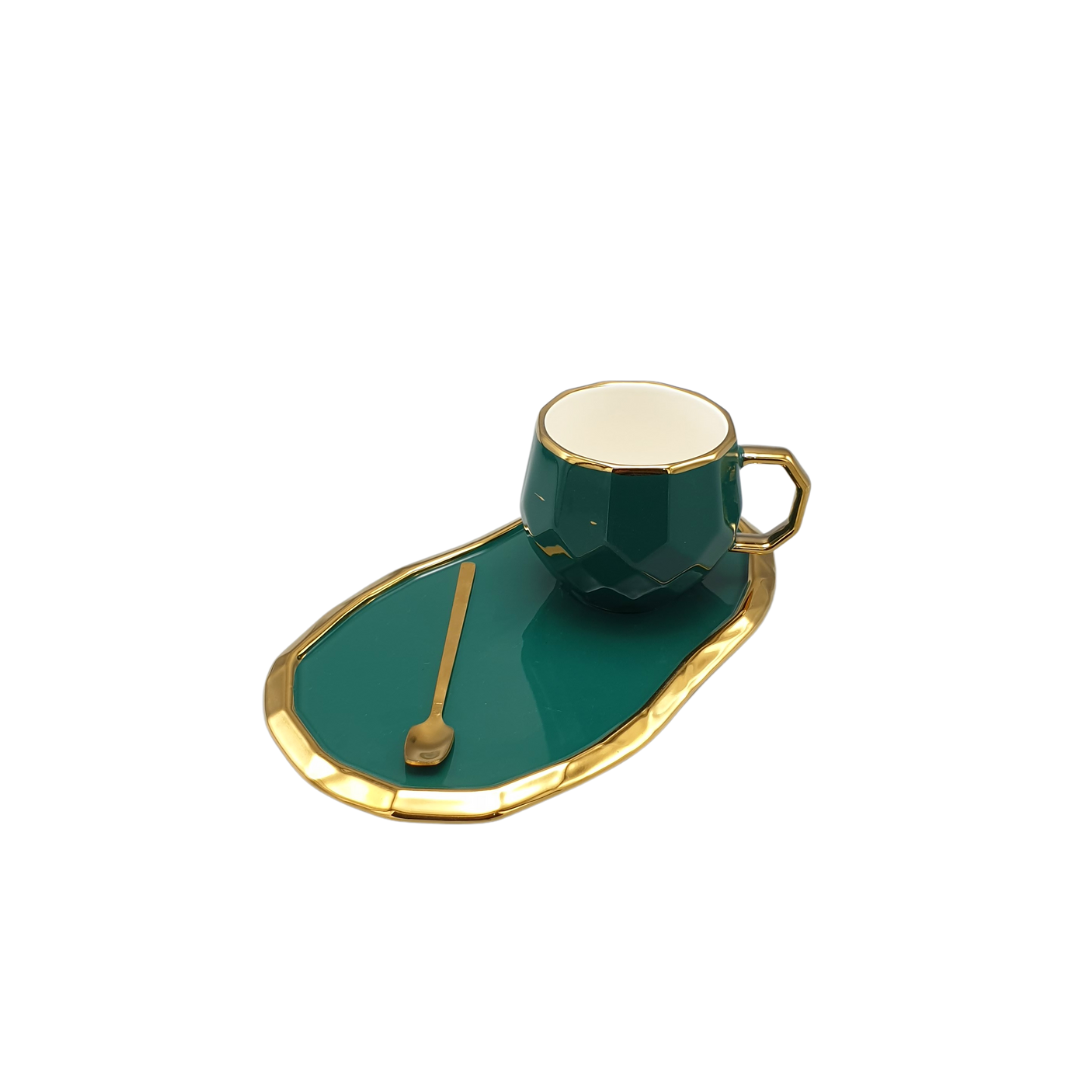 Ceramic Tea Mug With Tray & Spoon