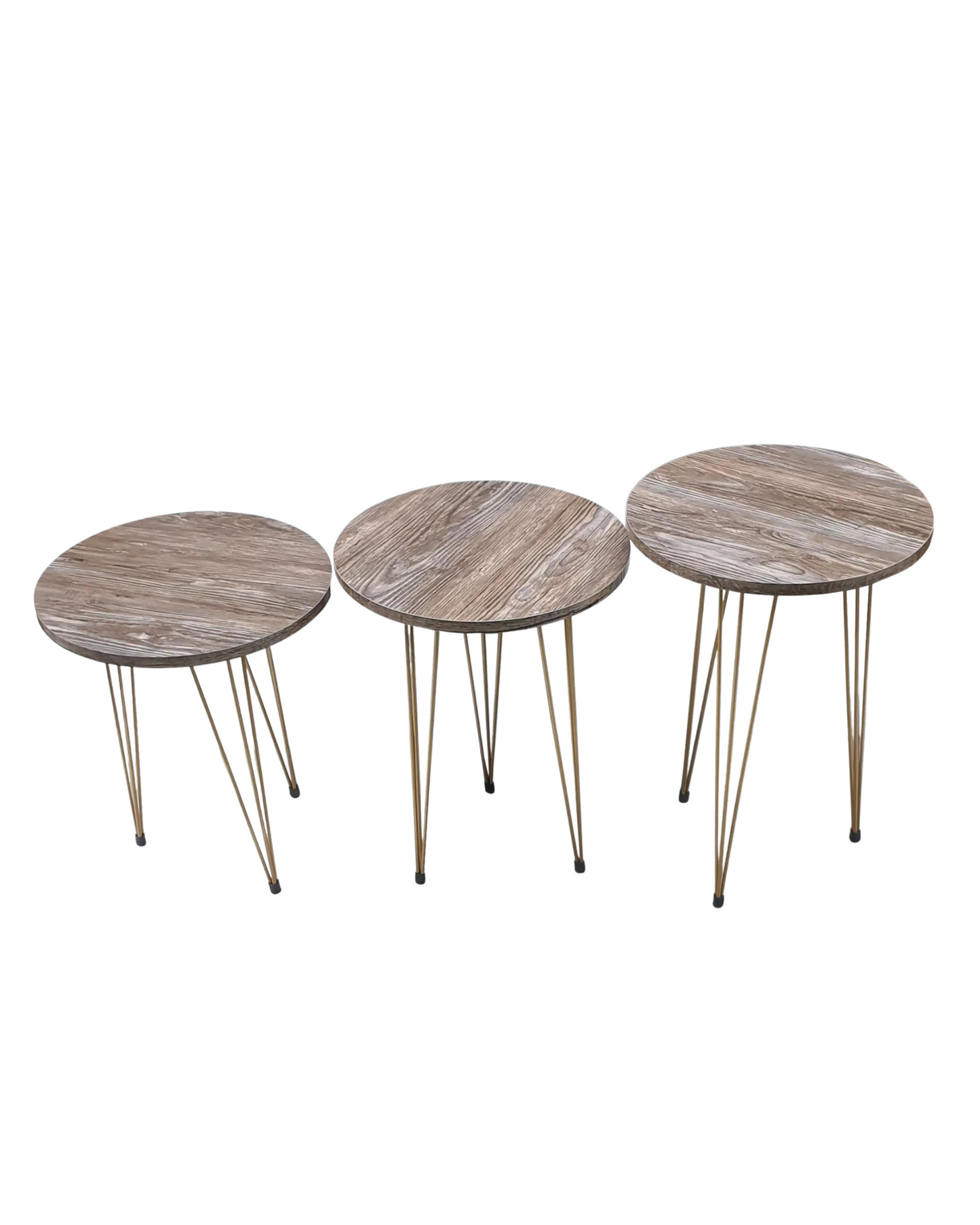 Set of 3 Nesting Tables Wooden Design Top