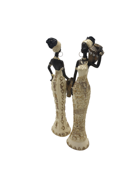 African Ladies With Golden Dress - Available in 2 Designs