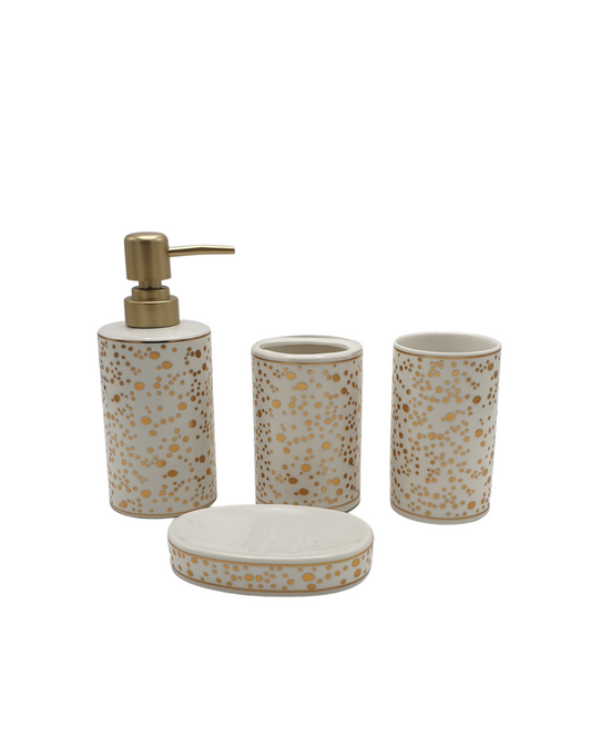 Ceramic Bath Set - White & Golden
