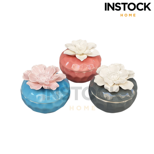Flower Top Storage Jar - Available In 3 Colors