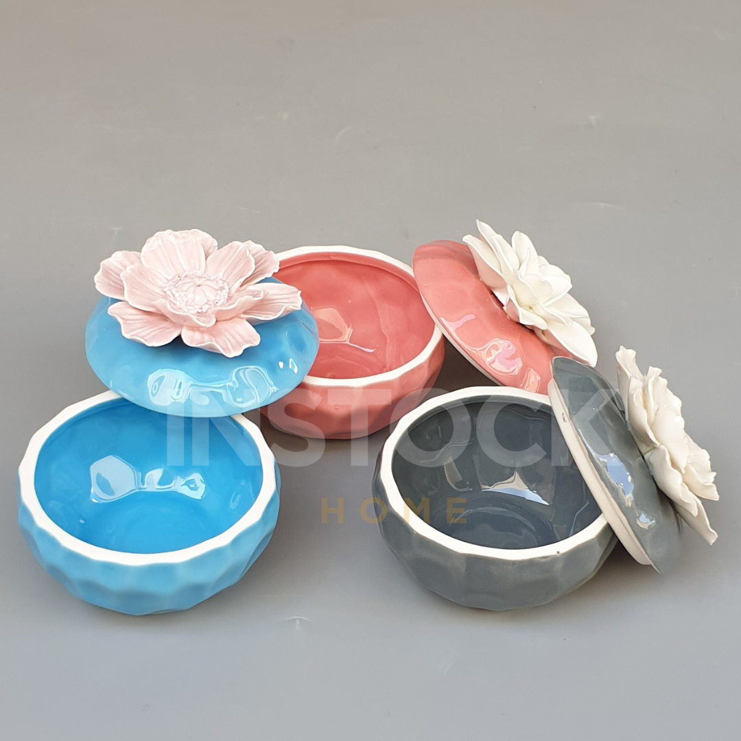 Flower Top Storage Jar - Available In 3 Colors