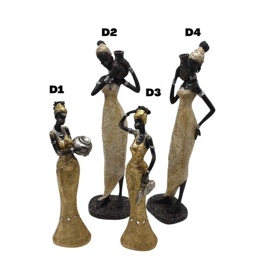 African Ladies In Golden Dress - Available In 4 Design