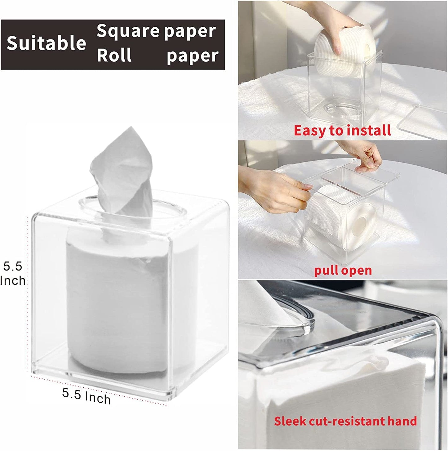 Thickened Acrylic Tissue Box  Transparent