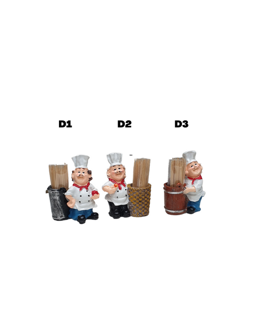 Chef With Tooth Stick & Holder - Available In 3 Design