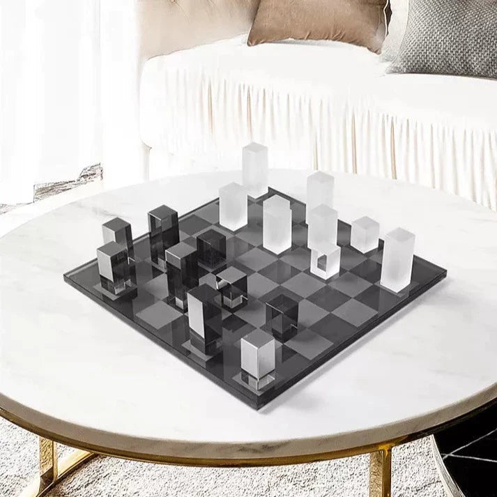 Glass Chess Set - Black & White