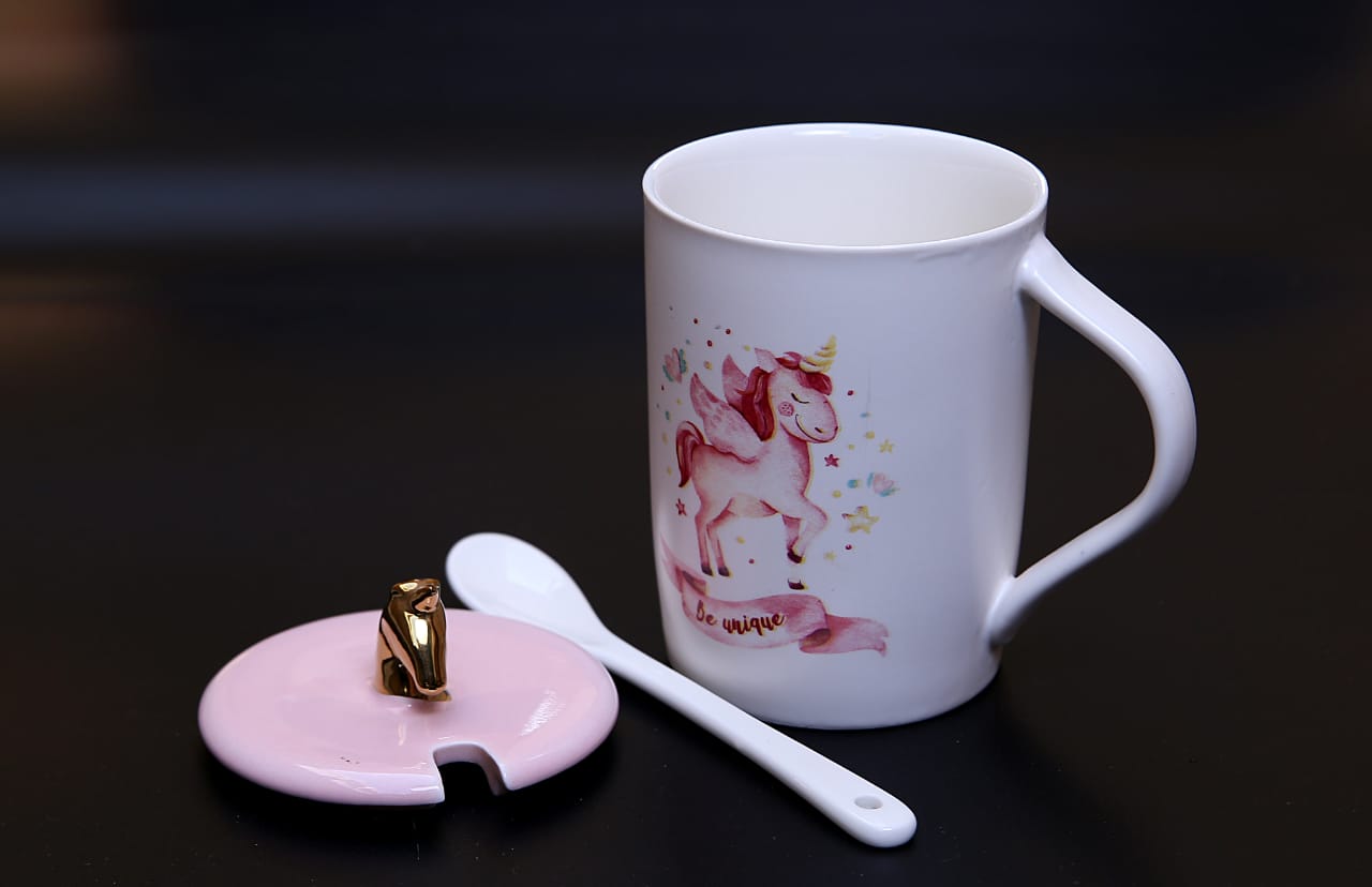 White Mug with Pink Lid