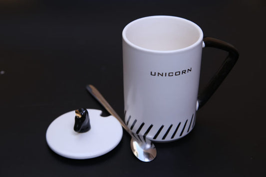 White Mug with Lid - Black