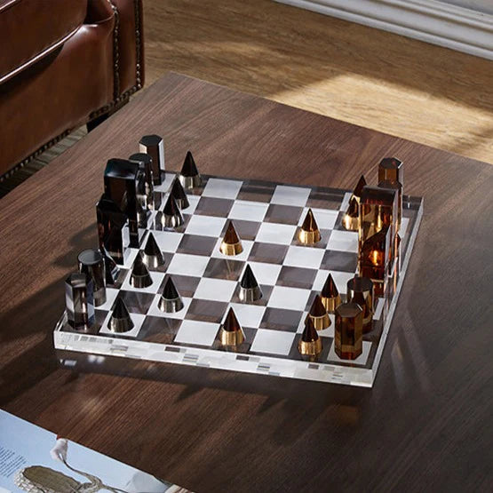 Transparent Chess Set - Brown & Black