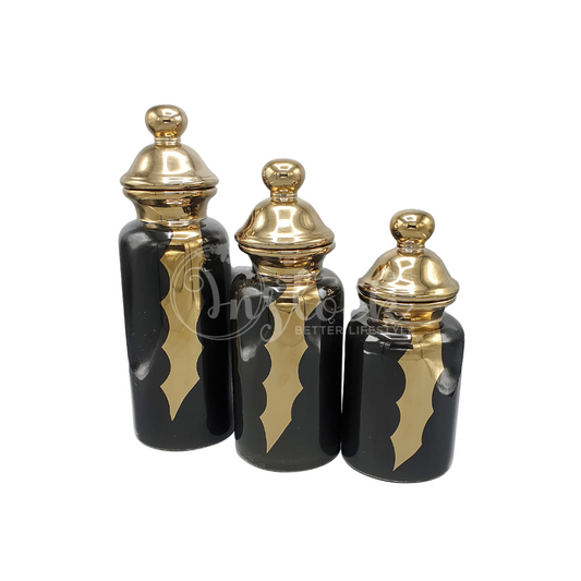 Black Urns with Golden Wings - Available in 3 Sizes
