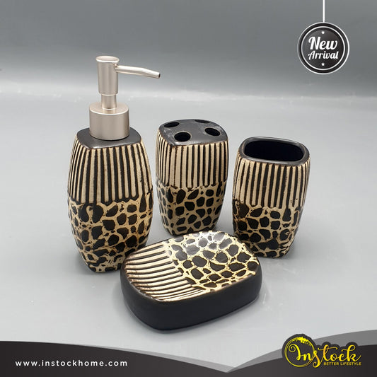 Bath Set - Cheetah Design - Black