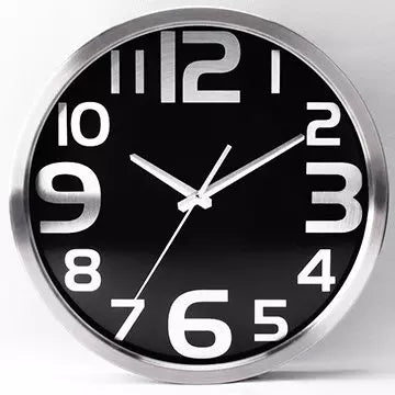 Metal Wall Clock Round Silver